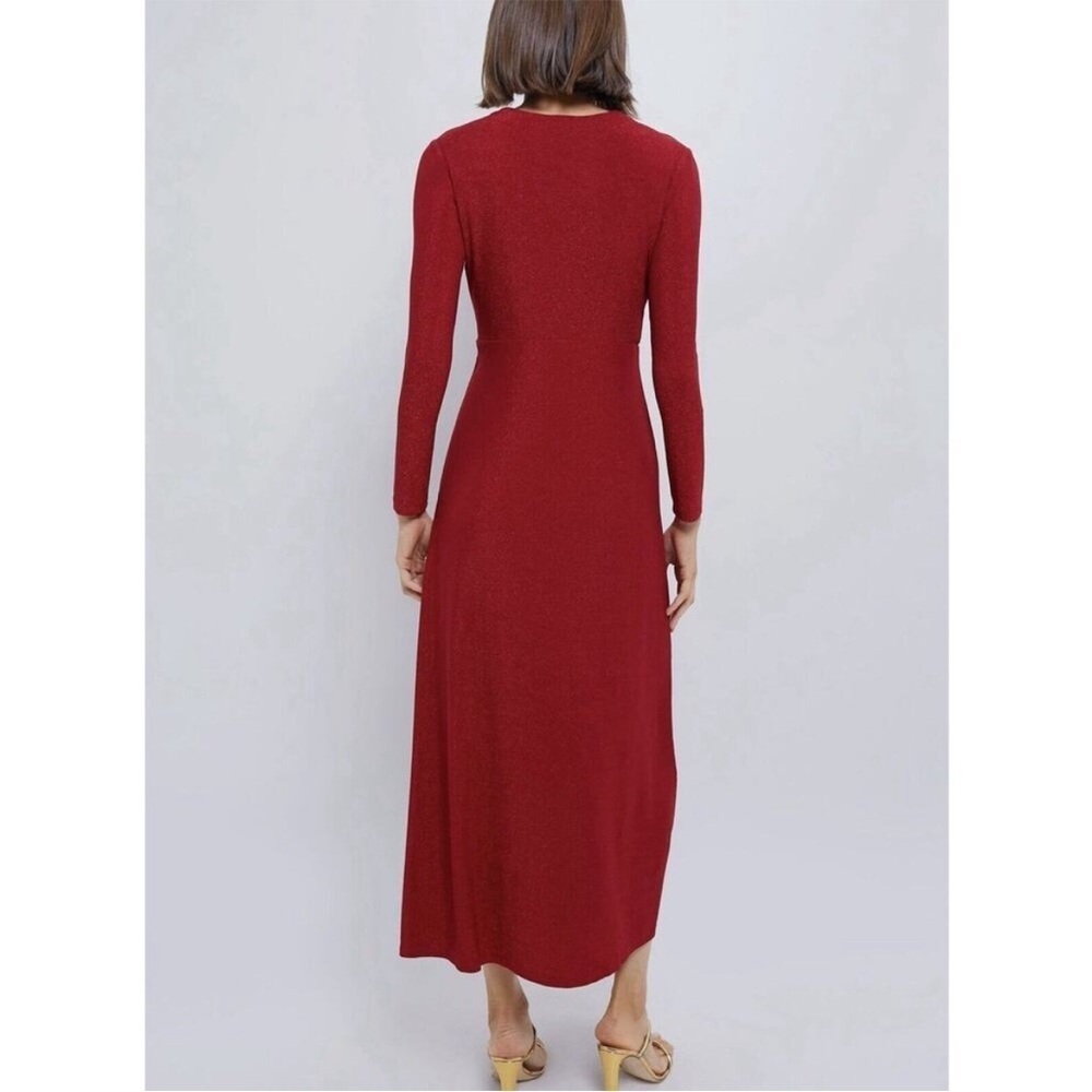 Tuckernuck Hyacinth House Angelina Gown Red Shimmer V Neck Dress Sz XXL NEW - Picture 2 of 14